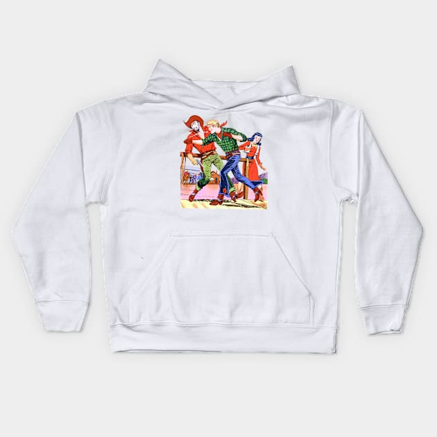 Western Punch Vintage Kids Hoodie by REVISTANGO